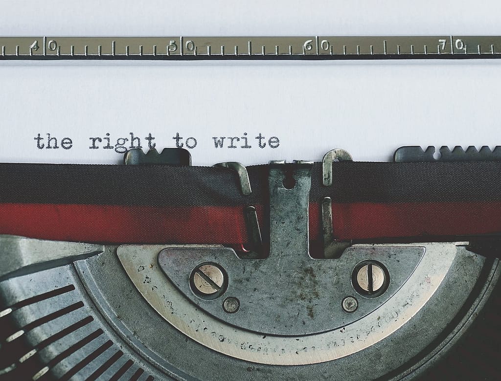 close up view of an old typewriter - how to become a copywriter uk
