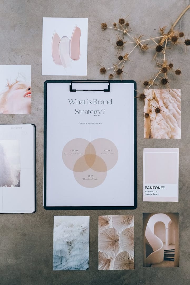 branding company documents on desk