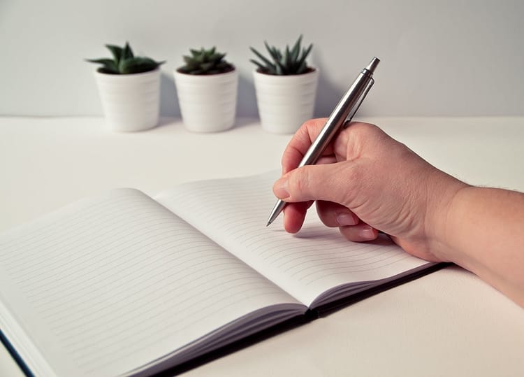 How to Start Writing a Book about Your Life (picture of someone writing in a book)
