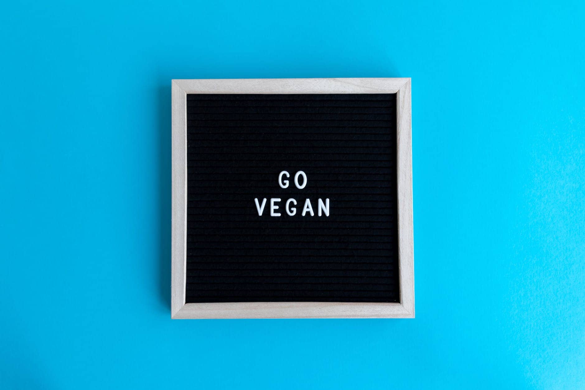 frame with a motivational text on blue background - benefits of veganism