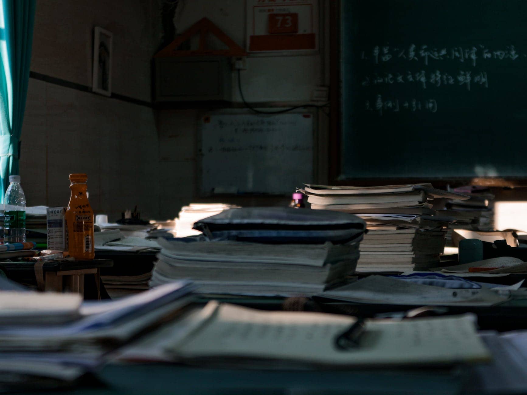 piles of documents in paper office - business space