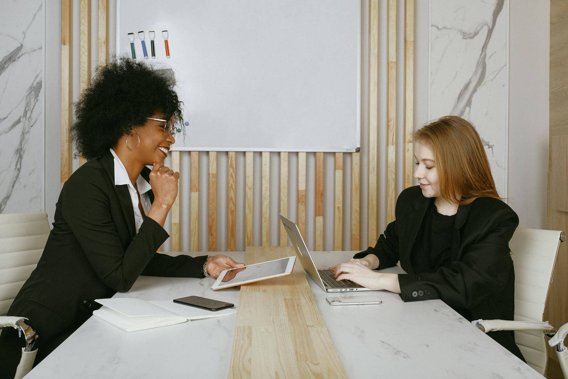 people working in office - first client meeting